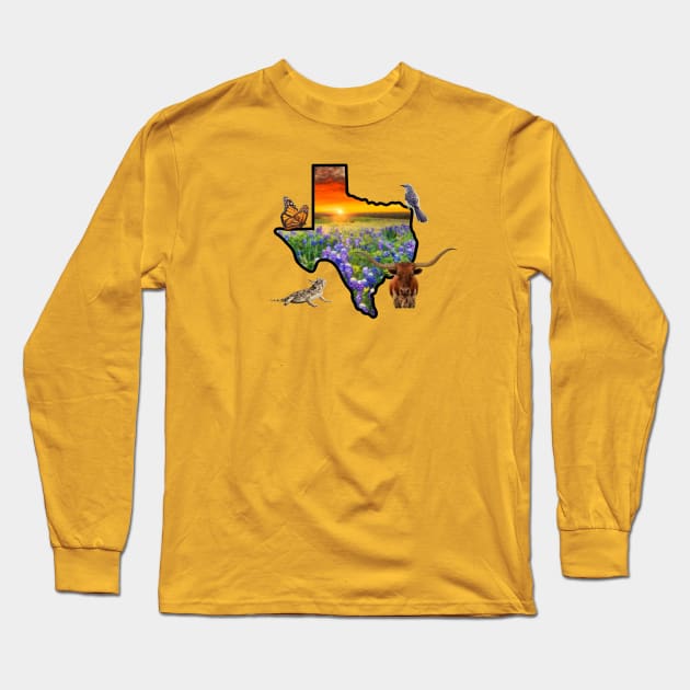 Texas Symbols Long Sleeve T-Shirt by Brontysaurus